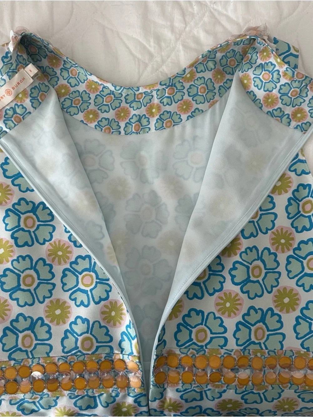 Stunning $498 Tory Burch Annette Dress Silk Cotton Size 6 - Picture 5 of 5